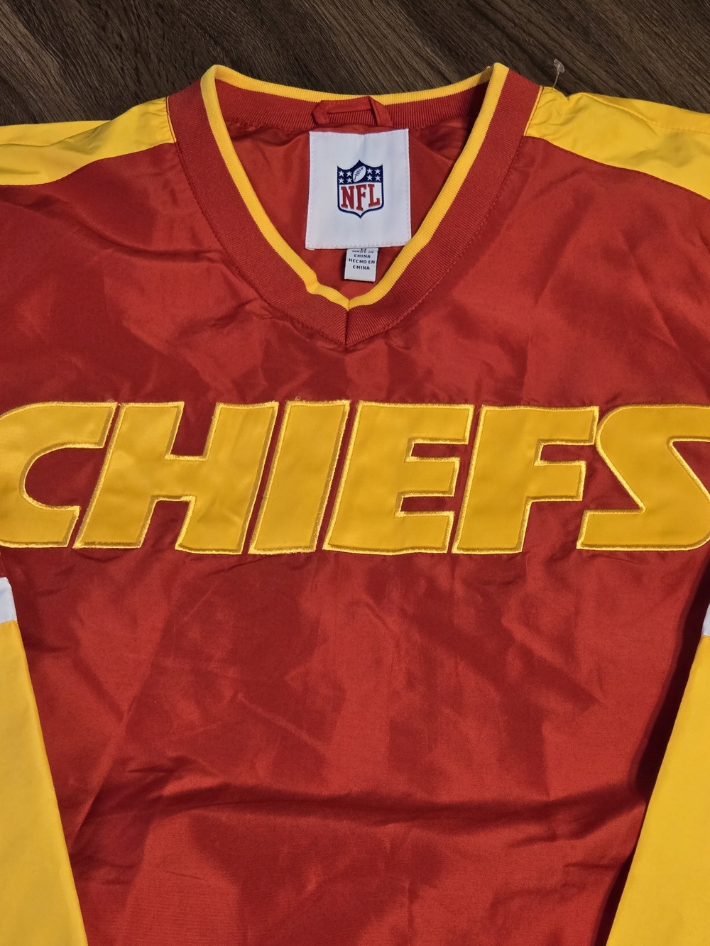 NFL Chiefs Red and Yellow Pullover Jersey Medium